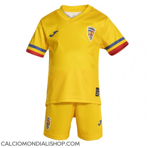 Maglie da calcio Romania Prima Maglia Bambino Europei 2024 Manica Corta (+ Pantaloni corti)